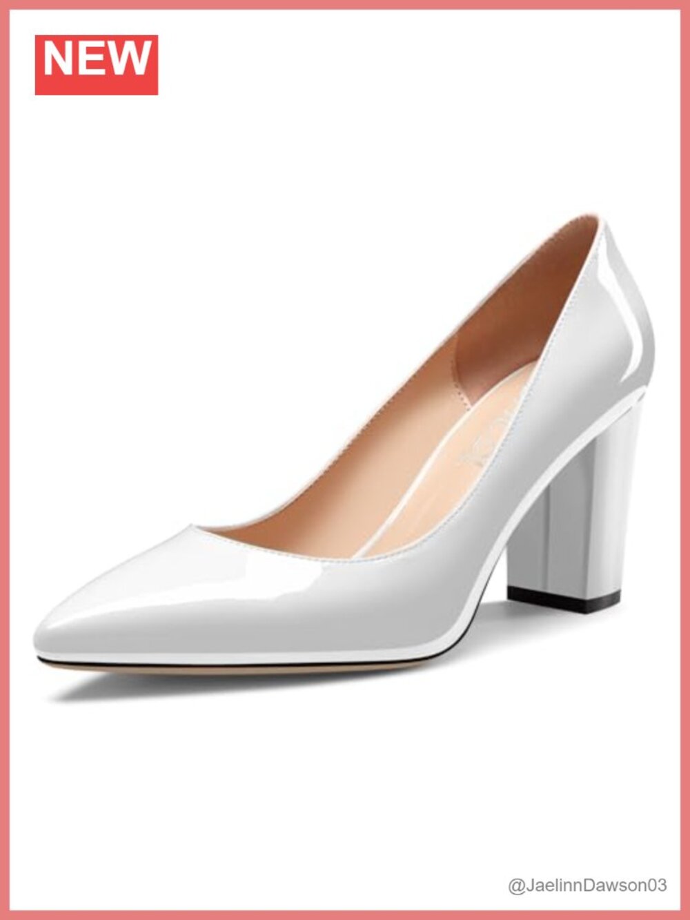 Women's Pointed Toe Chunky Heels Pumps Slip On 3 Inch Block Heel Office Shoes